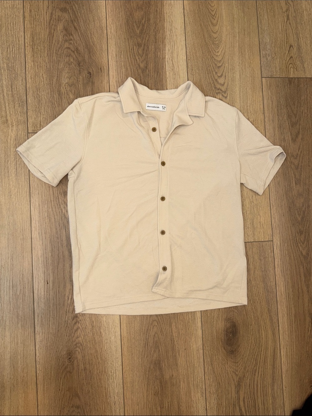 Abercrombie Kids Textured Knit Camp Shirt Beige Size 15/16